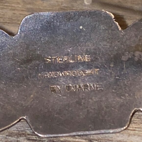 Bjarne 925 Sterling Silver Hammered Floral Arts Brooch Pin Vintage Jewelry Craft - Picture 2 of 13